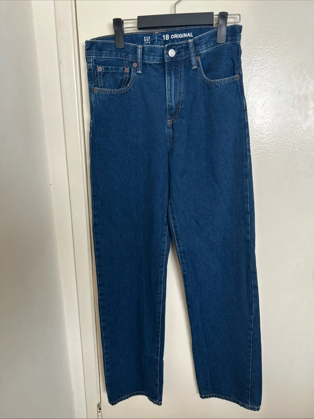 Gap Teen Boys Jeans Sz 18 Blue Original Straight Dark Wash Denim Pants